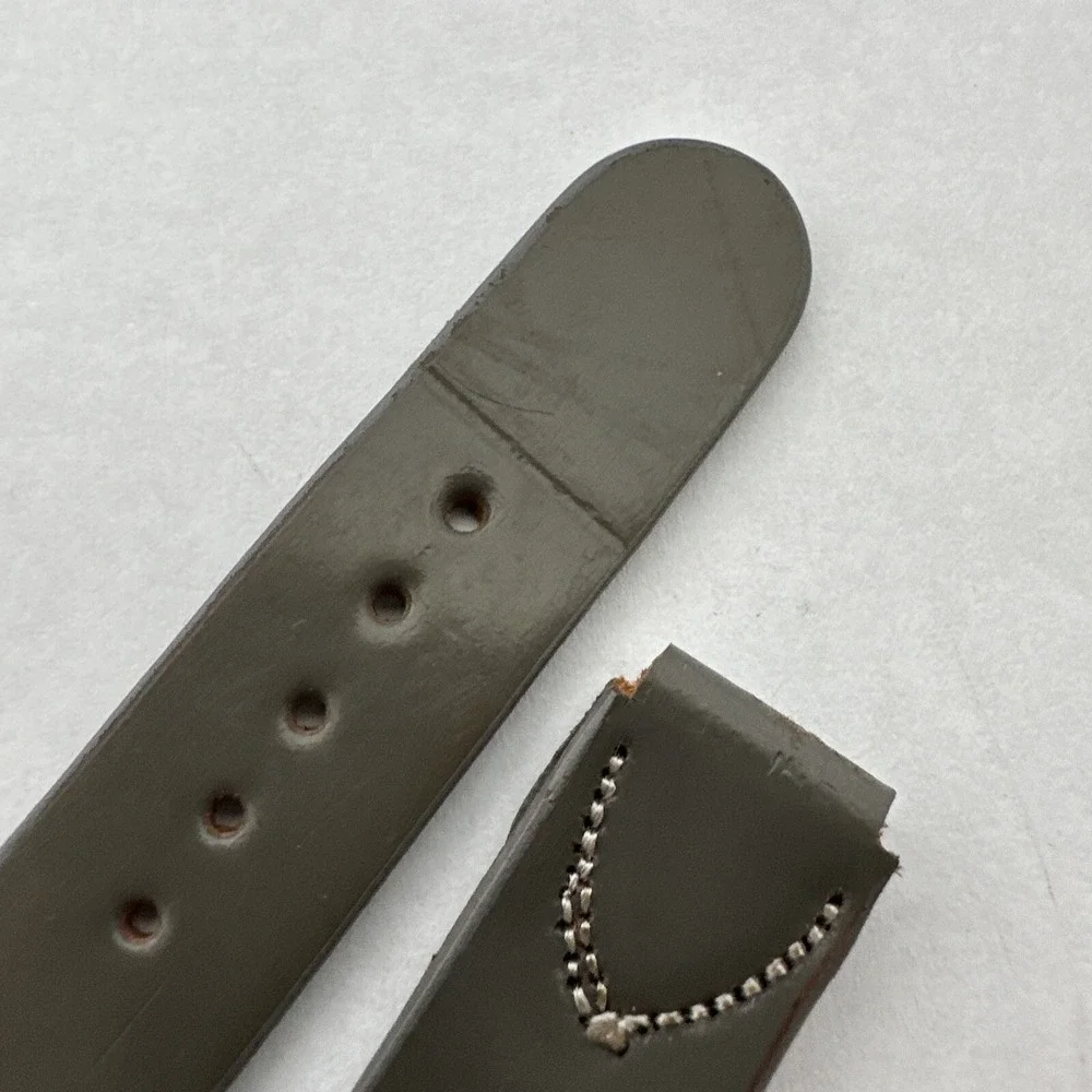 Genuine Shell Cordovan Leather Watch Strap Olive Green 2-Piece Band Silver Buckl